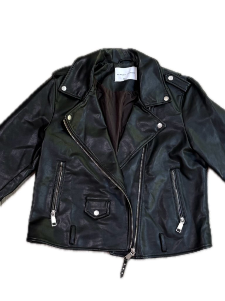 Rebecca Minkoff Black Moto Jacket Faux Leather Silver Hardware